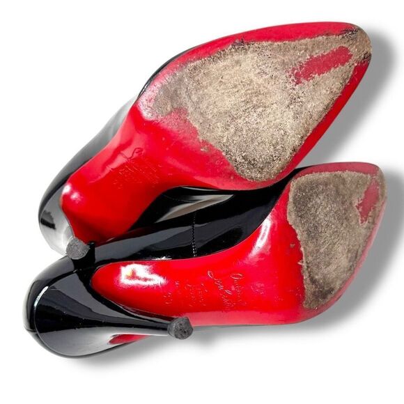 Christian Louboutin Simple Classic Pump Black Patent Leather Heels Women’s Sz 39 - Picture 7 of 9